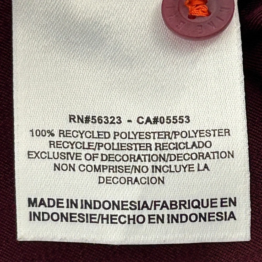 Virginia Tech Hokies Shirt Men's 3XL Maroon‎ Nike Dri-Fit VT Short Sleeve Polo